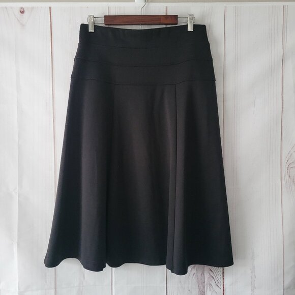 Dressbarn Midi Skirt, Solid Black, Flowy, Sz L, Business Casual, Like New, EUC - Picture 1 of 8